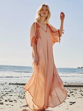 Free People Endless Summer Easy Morning Cutout Maxi Dress Peach